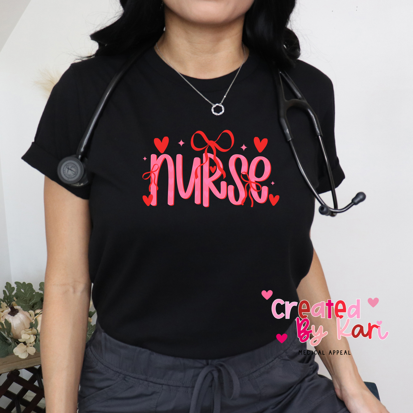Pink Bow Nurse Tee