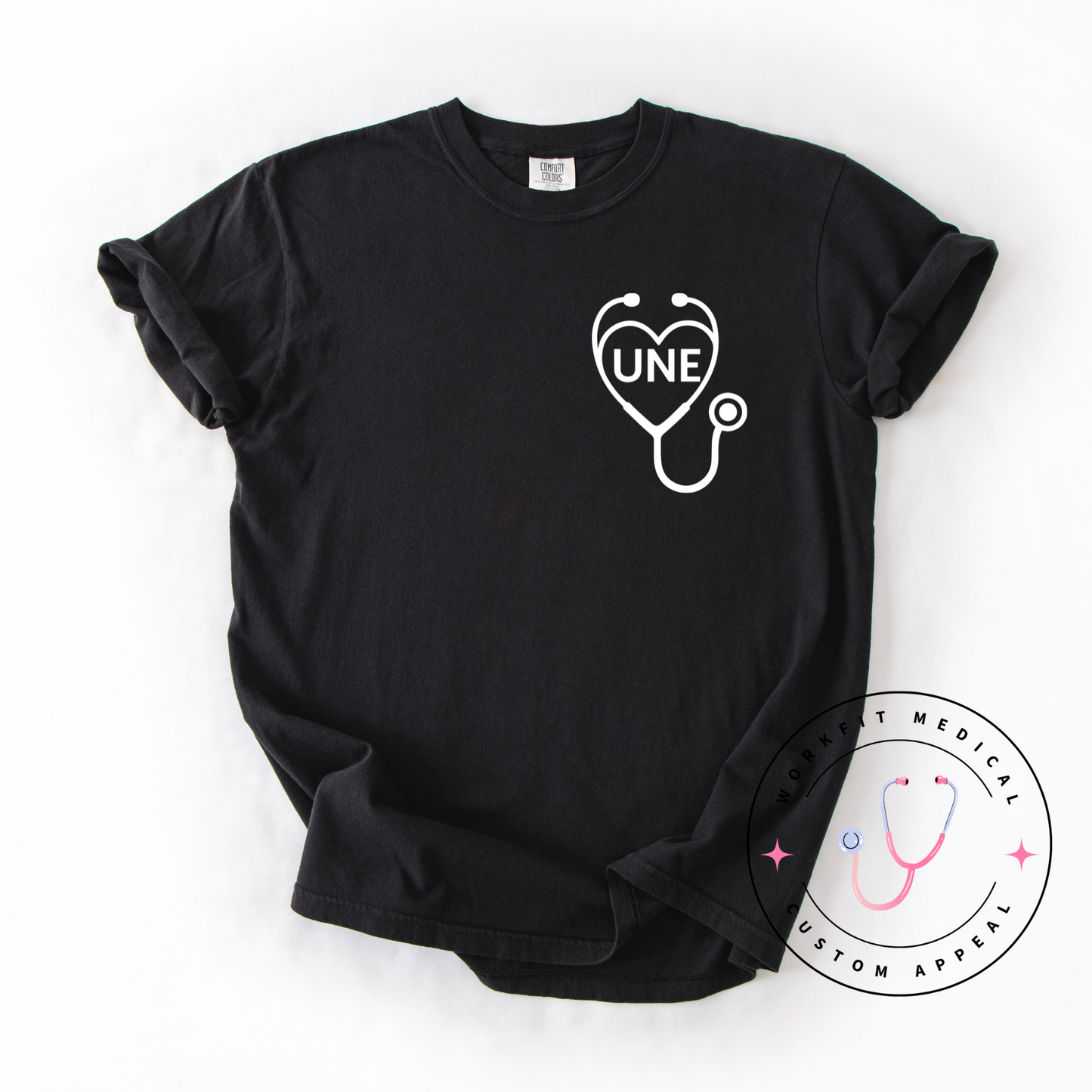 UNE stethoscope CC Tee