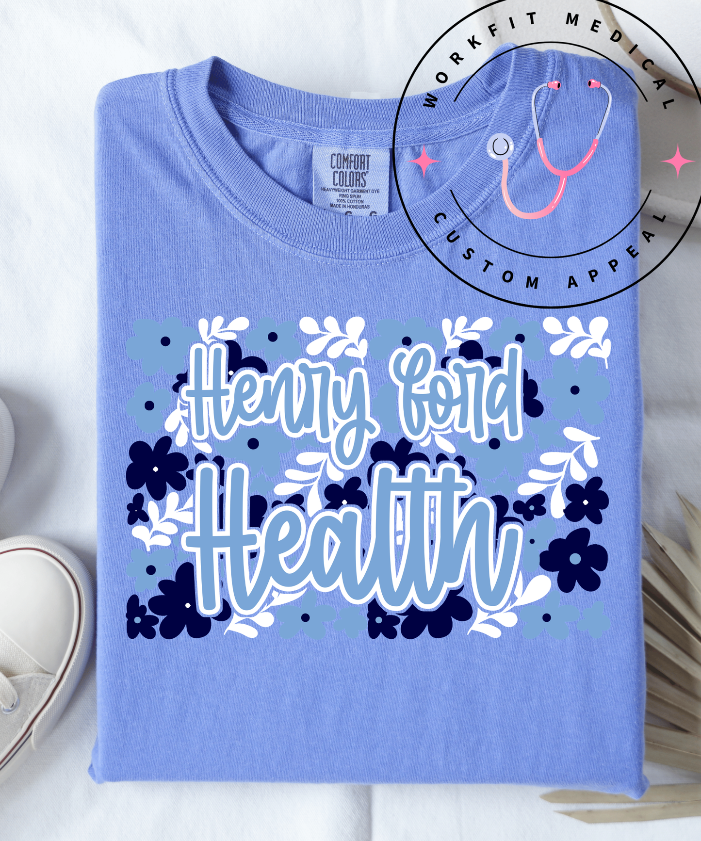 Henry Ford Health Blue Floral T-Shirt