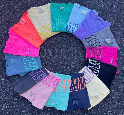 Neon MAMA Puff Print Tees