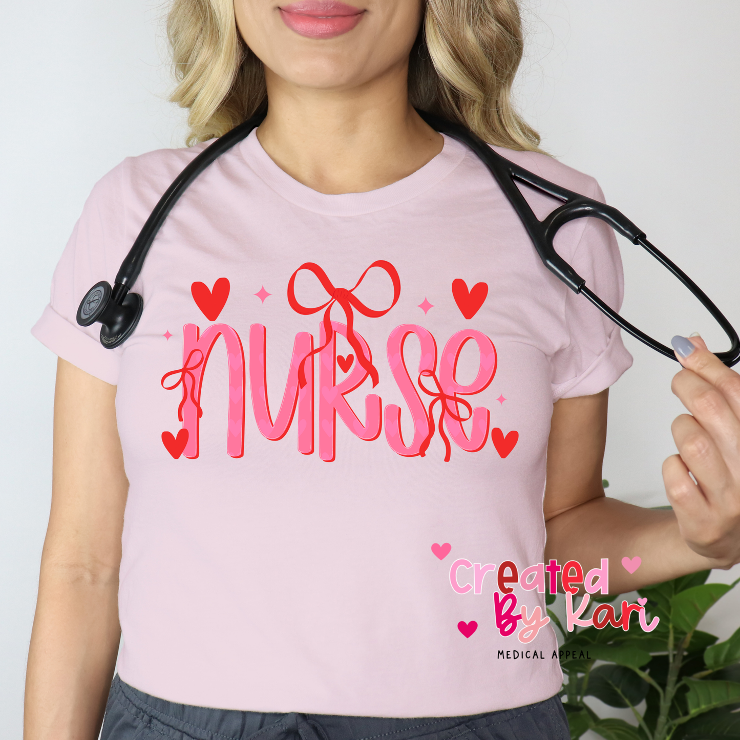 Pink Bow Nurse Tee