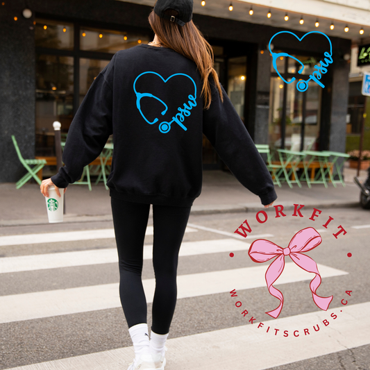 Front/Back PSW Heart Blue Crew