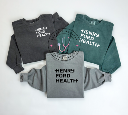 Henry Ford Health Comfort Color Crewnecks- Dark Colors