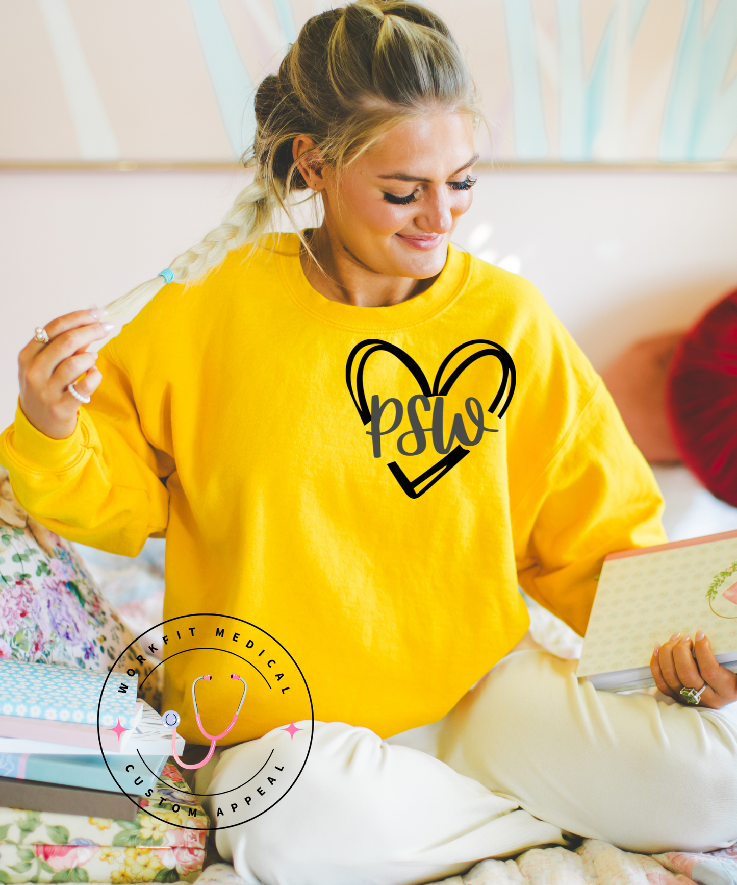 Yellow  PSW Heart Crewneck