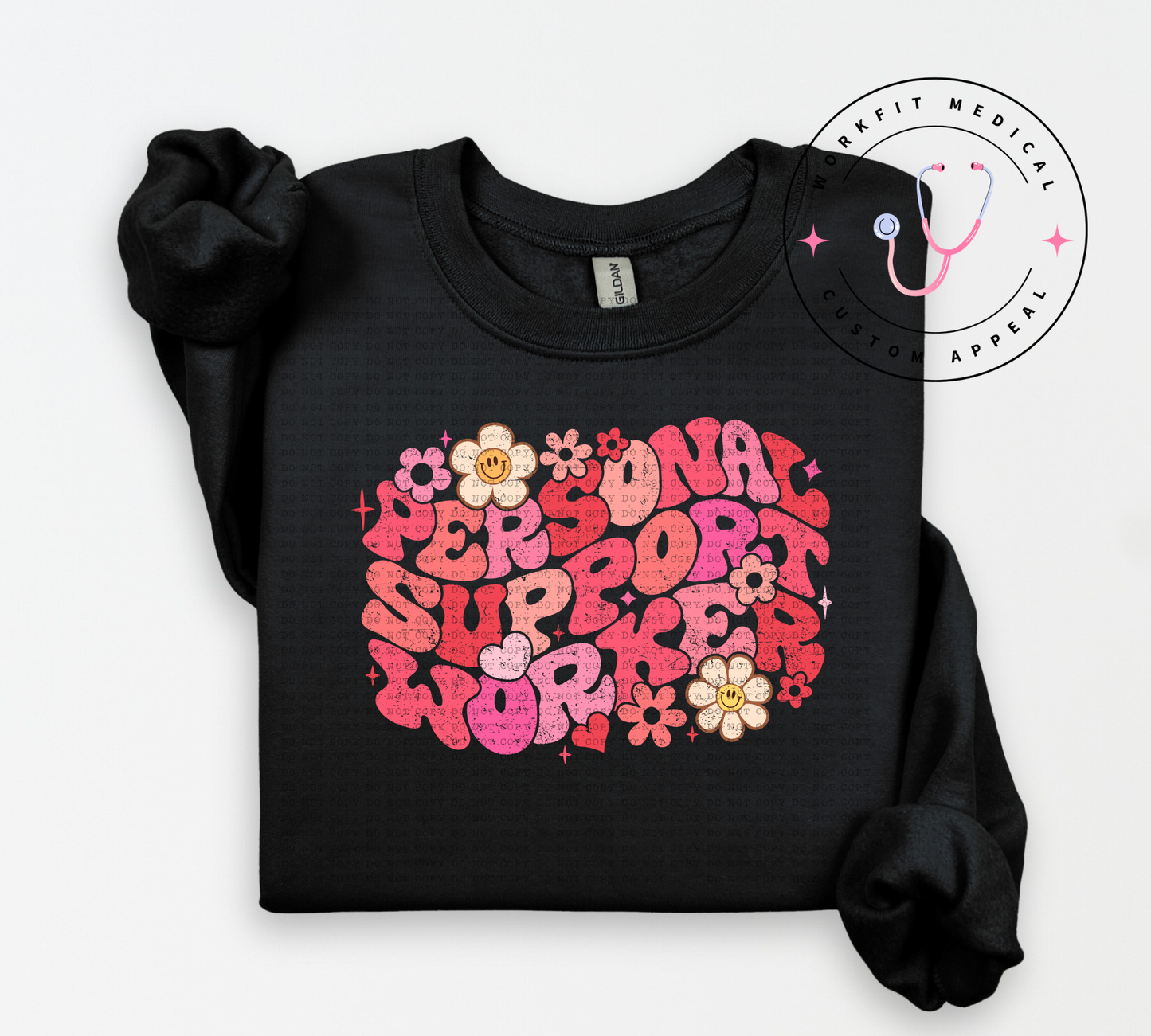 Retro Pink Floral PSW Crewneck