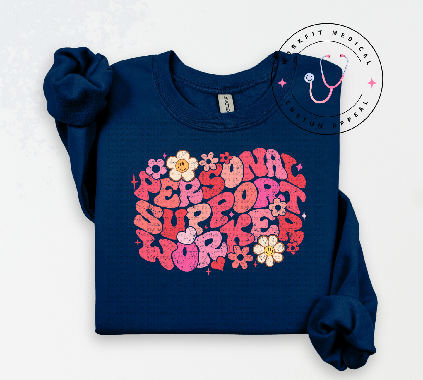 Retro Pink Floral PSW Crewneck
