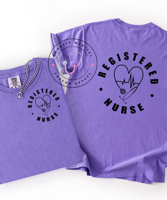 Registered Nurse Front Back design heart tee