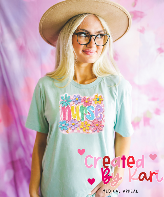 Nurse Spring Flower Patch Tee