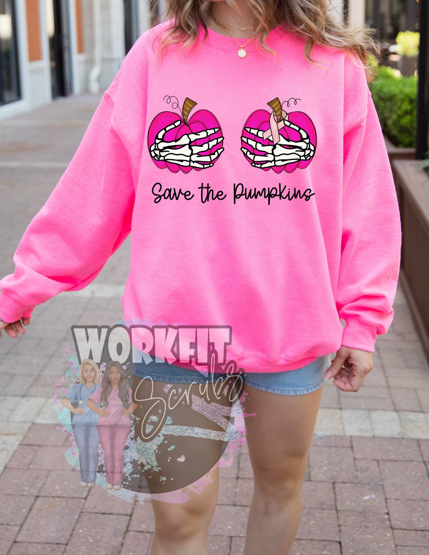 Neon Pink Breast Cancer Crewnecks