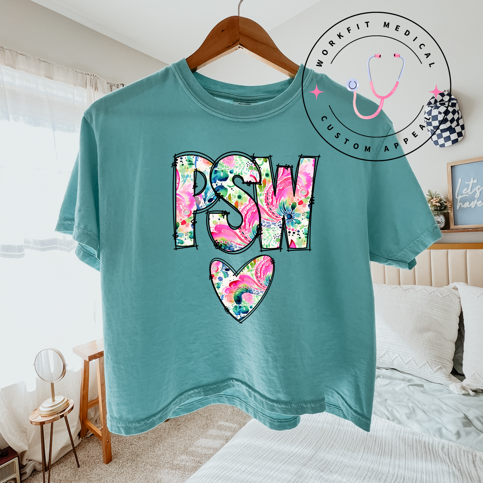 FLoral Font PSW T-Shirt – Work Fit Scrubs