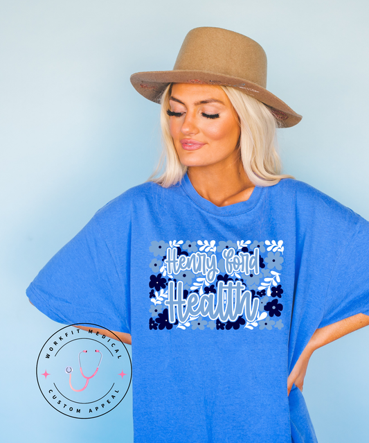 Henry Ford Health Blue Floral T-Shirt