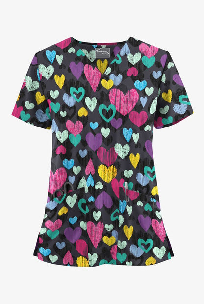 Sweet Love Printed Scrub Top