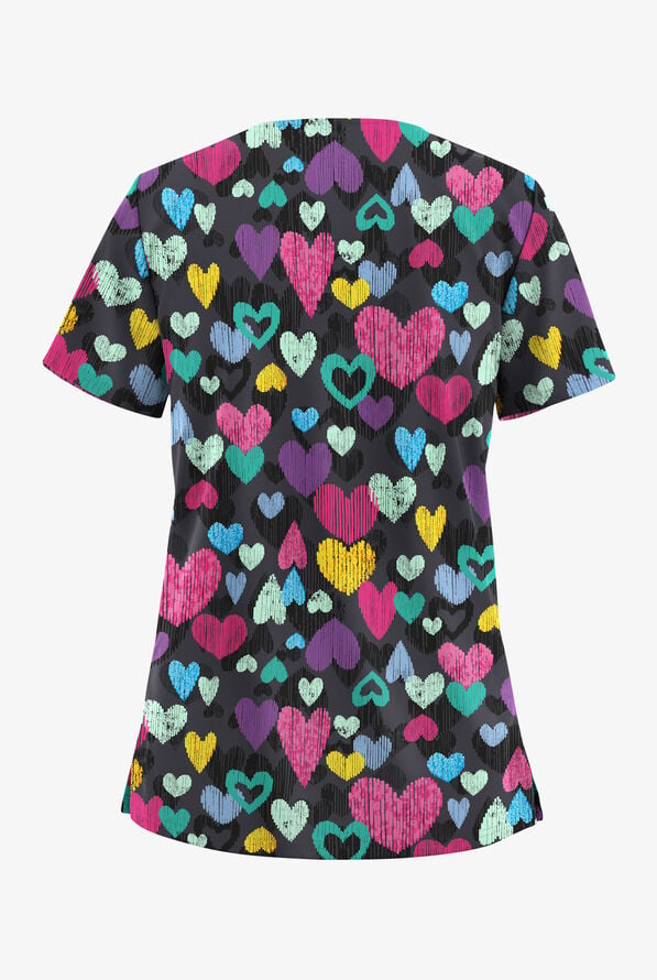 Sweet Love Printed Scrub Top