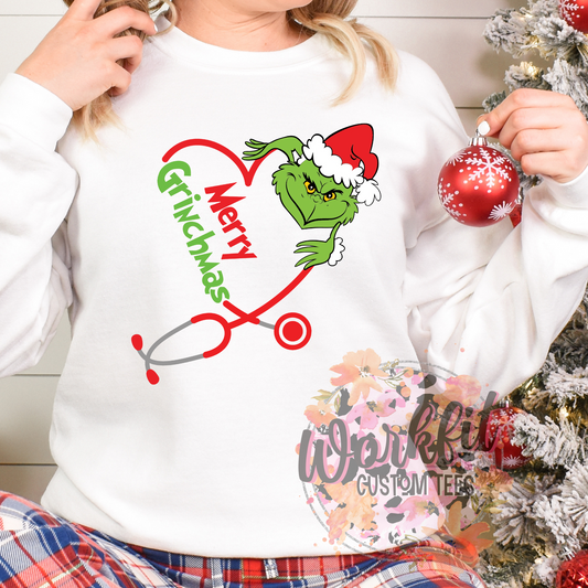 Crewneck - Medical Christmas - Grinch + Steth