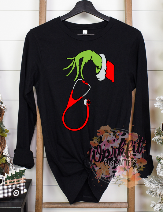 Crewneck - Medical Christmas - Grinch stethoscope