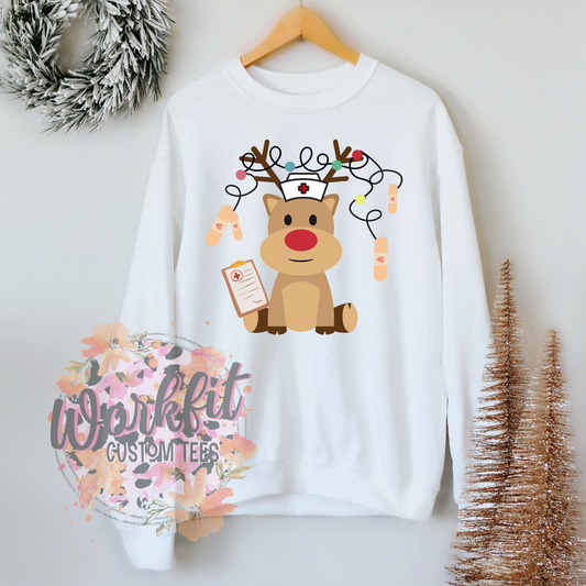 Crewneck - Medical Christmas - raindeeer nurse