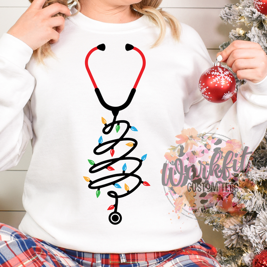 Crewneck - Medical Christmas - tree stethoscope