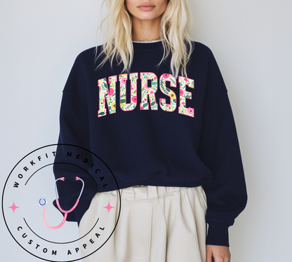 Varsity Floral Nurse Crew