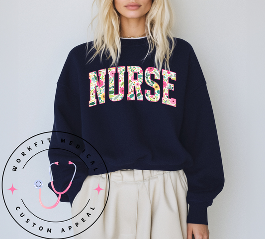Varsity Floral Nurse Crew