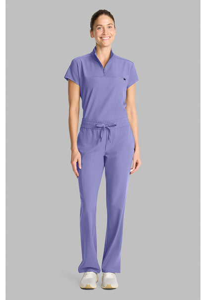 Mid Rise Drawstring Straight Leg in Persian Violet