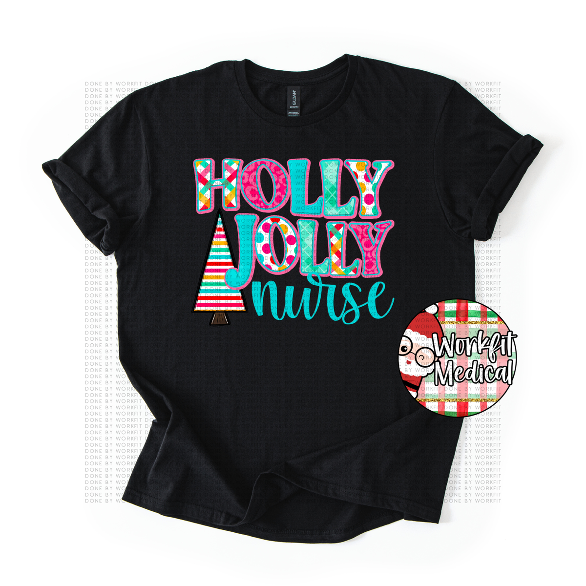 Holly Jolly Nurse - Black T-Shirt