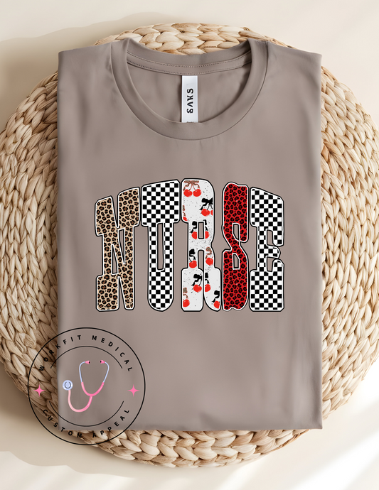 Fall Nurse Doodle Cherry Tee