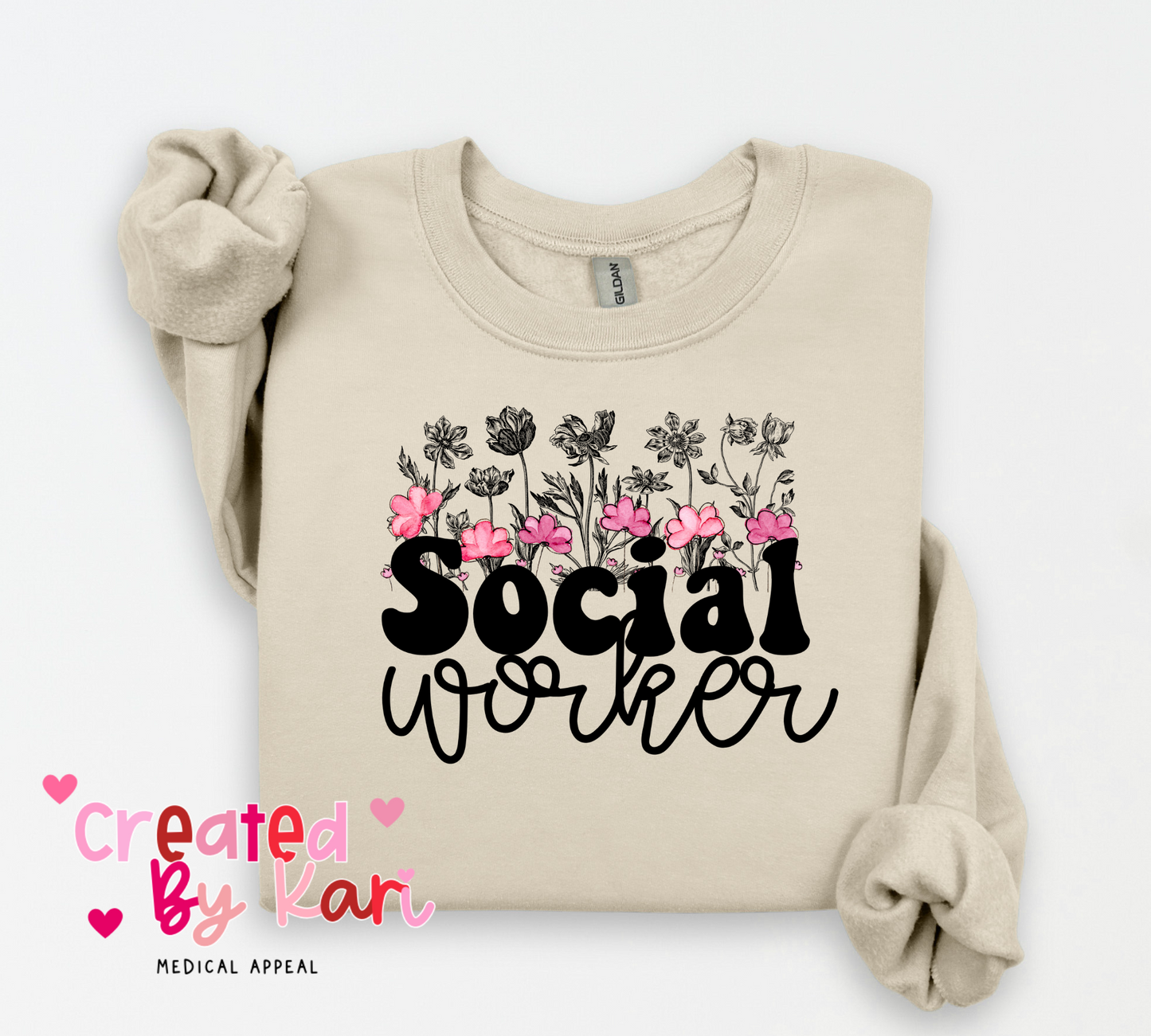 Social Worker Floral Crewneck