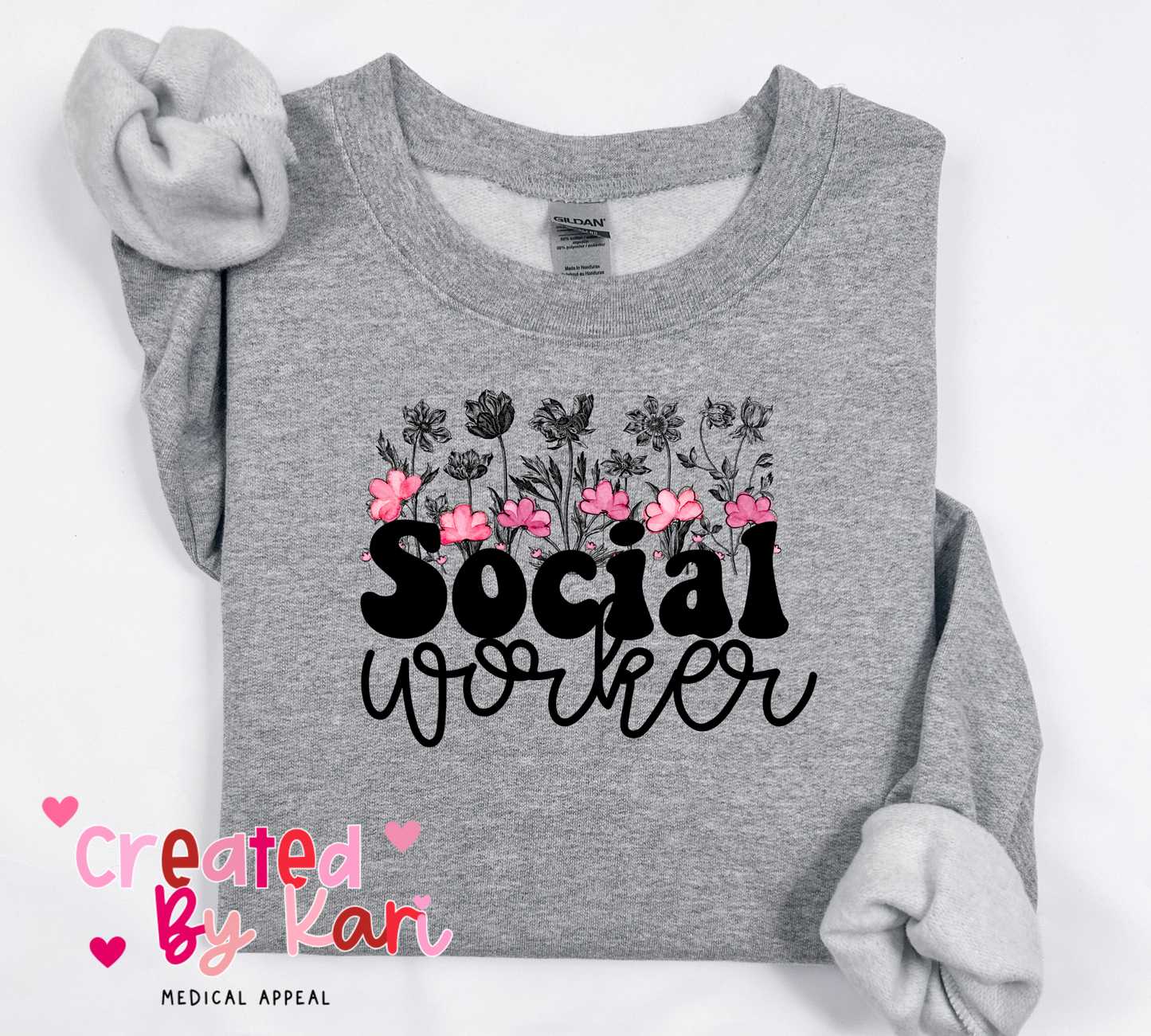 Social Worker Floral Crewneck