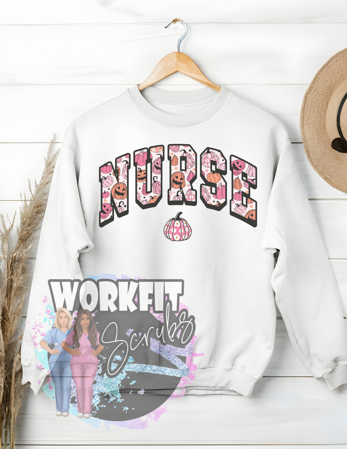 Pink Pumpkin Nurse Crewneck