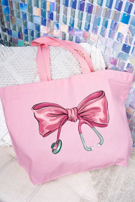 Large Stethoscope Bow Tote Bag