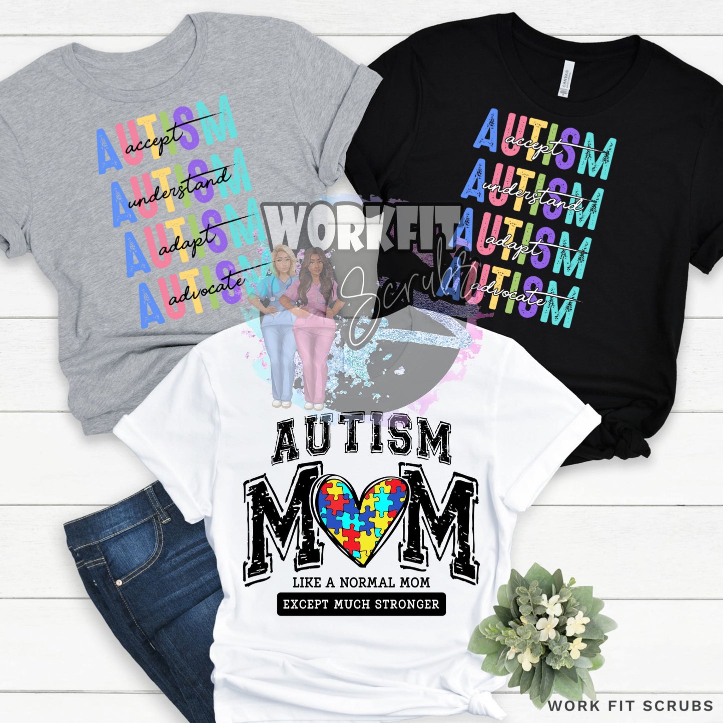 Work Fit Scrubs - Autism Awareness T - Shirts.