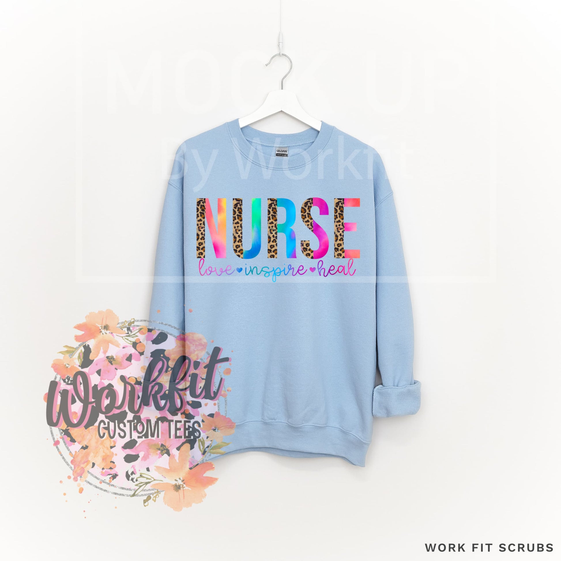 Work Fit Scrubs - Nurse Leopard Crewneck.