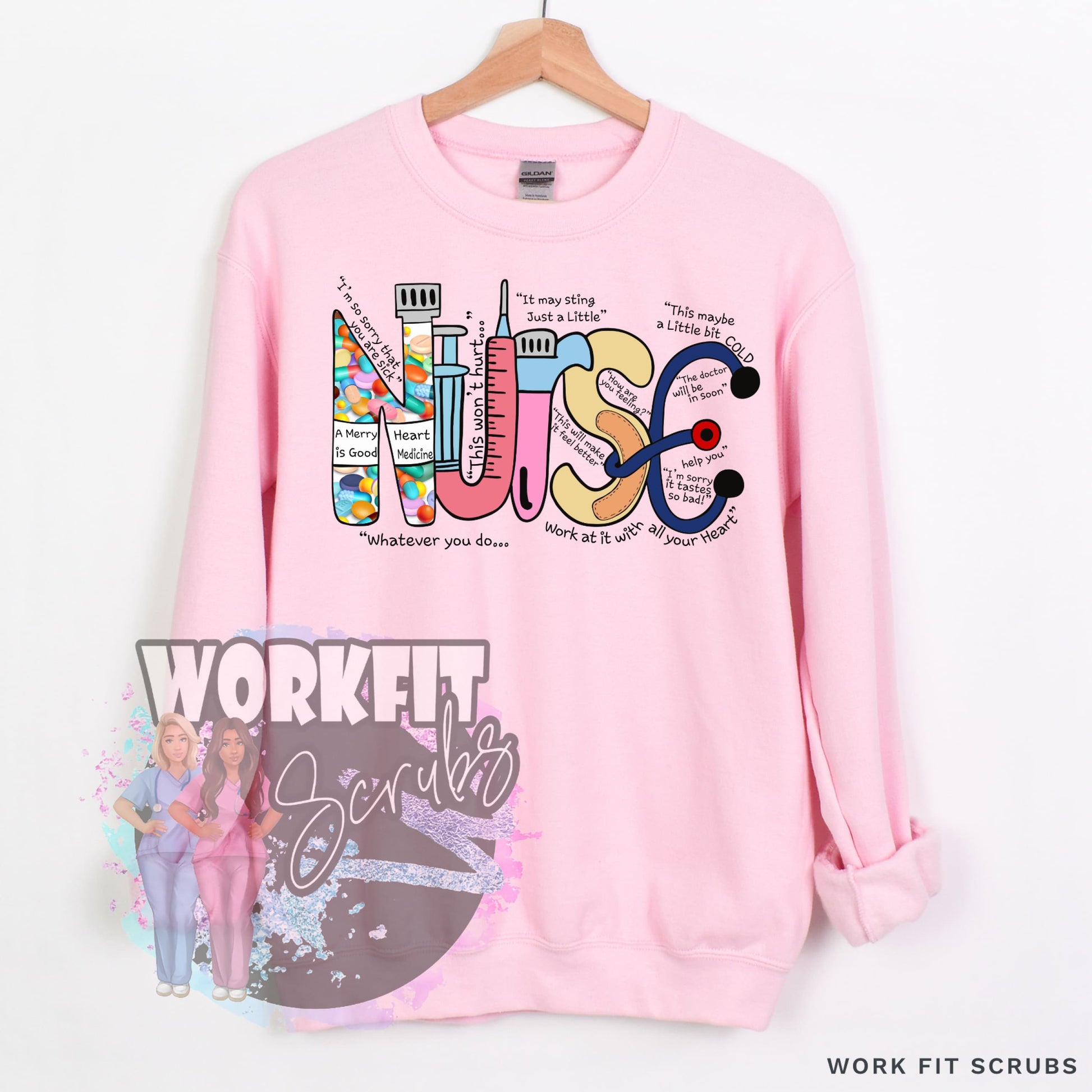 Work Fit Scrubs - Nurse-Med-Tubes CREWNECK.