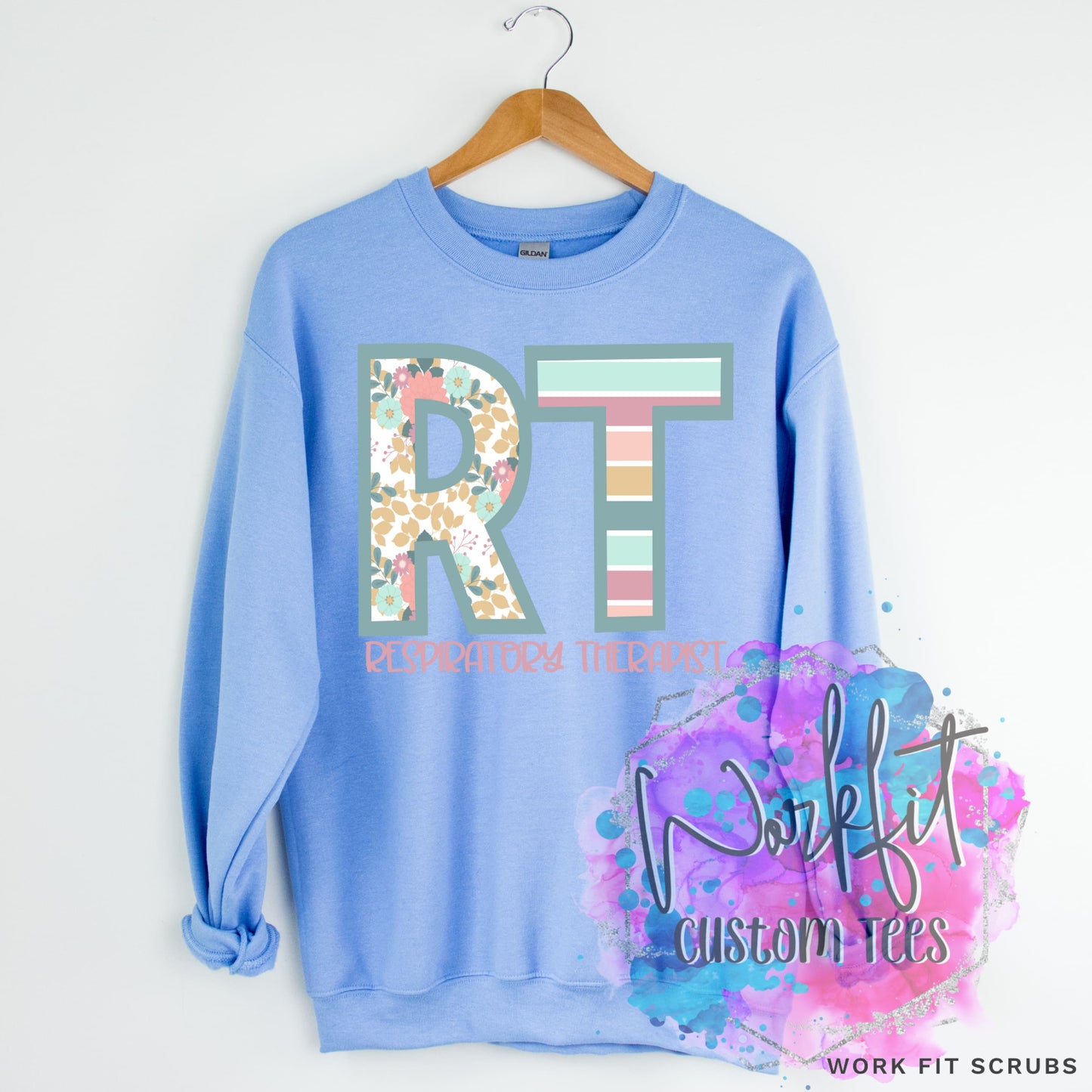 Work Fit Scrubs - Respiratory Therapy Pastel Design