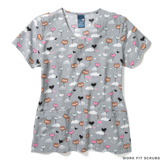 Zoe & Chloe - Performance V-Neck Print Scrub Tops by.