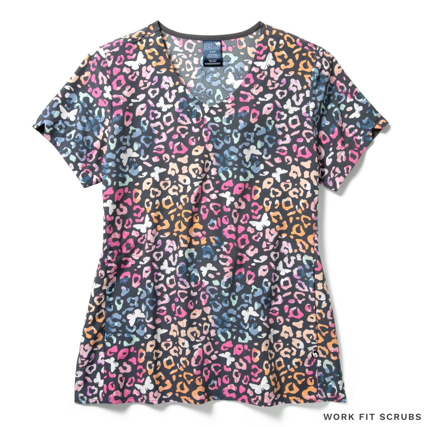 Zoe & Chloe - Performance V-Neck Print Scrub Tops by.